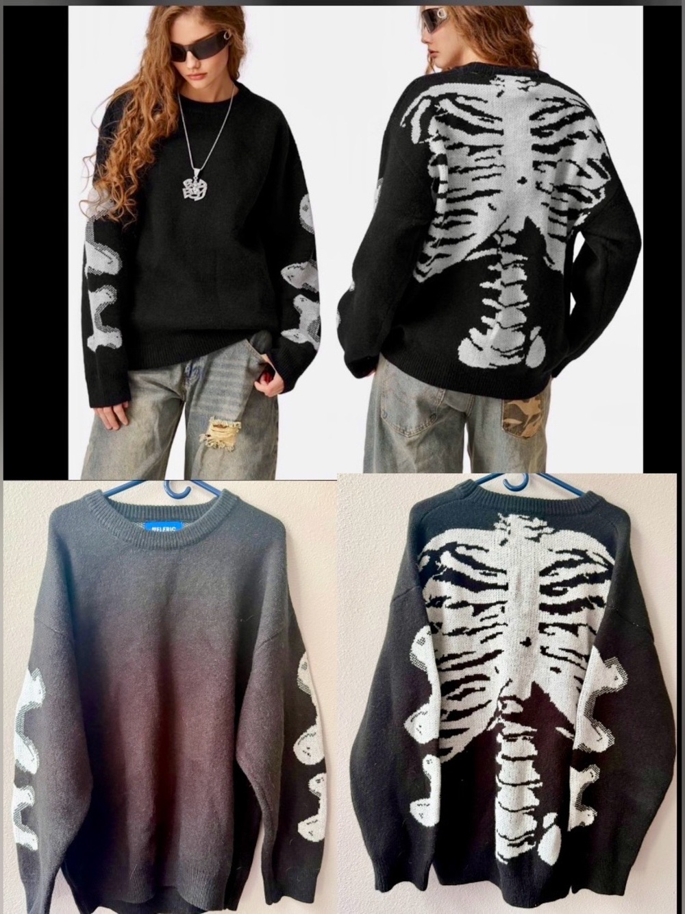 Aelfric Eden Skeleton Crew Neck Oversized Sweater Women’s MSPR $69 Size L~New